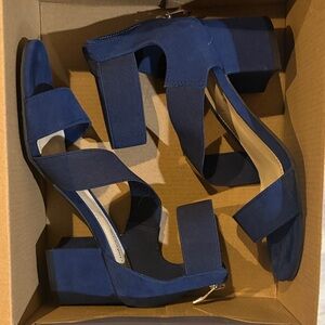 Liz Claiborne Navy Block Heel Sandals